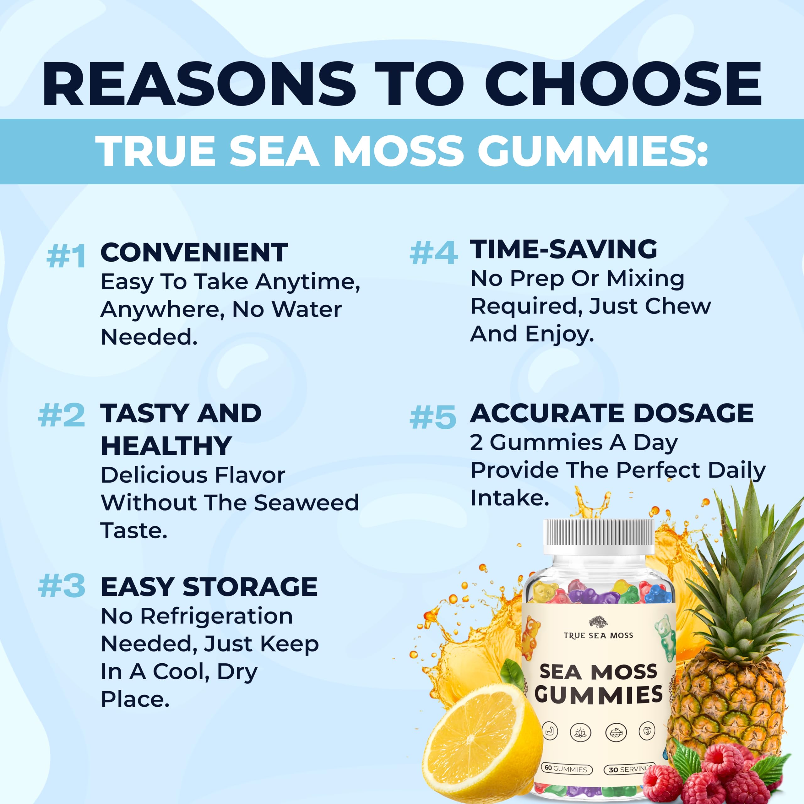 TrueSeaMoss Gummies - emballage clair et design soigné, repérable facilement.
