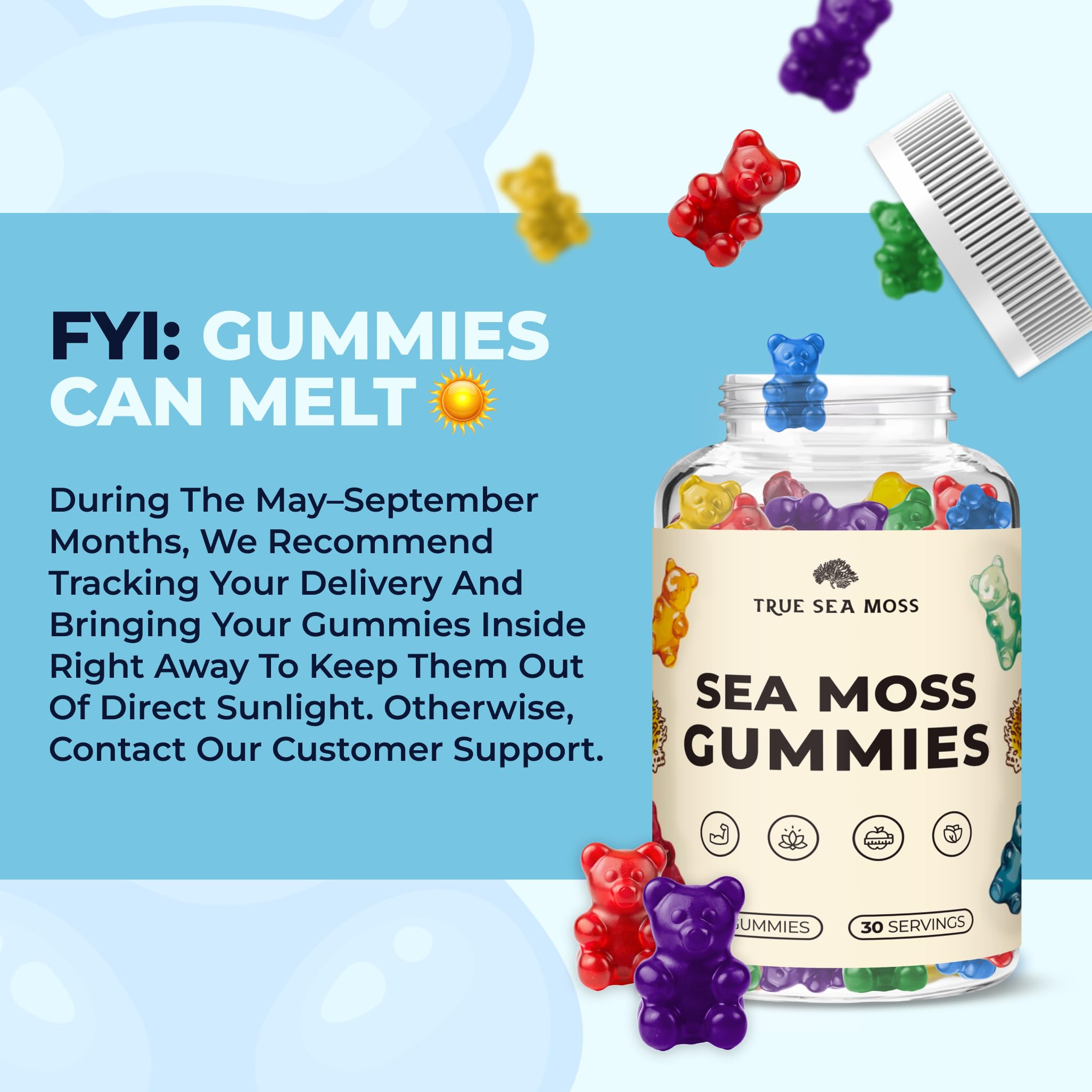 TrueSeaMoss Gummies - emballage portable dans la main, pratique en déplacement.
