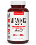 Truevantage Nutrition Vitamine K2 MK7, bouteille et gélules, soutient l’absorption du calcium.