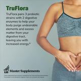 TruFlora Master – gros plan sur les capsules probiotiques et enzymes pour digestion potentielle