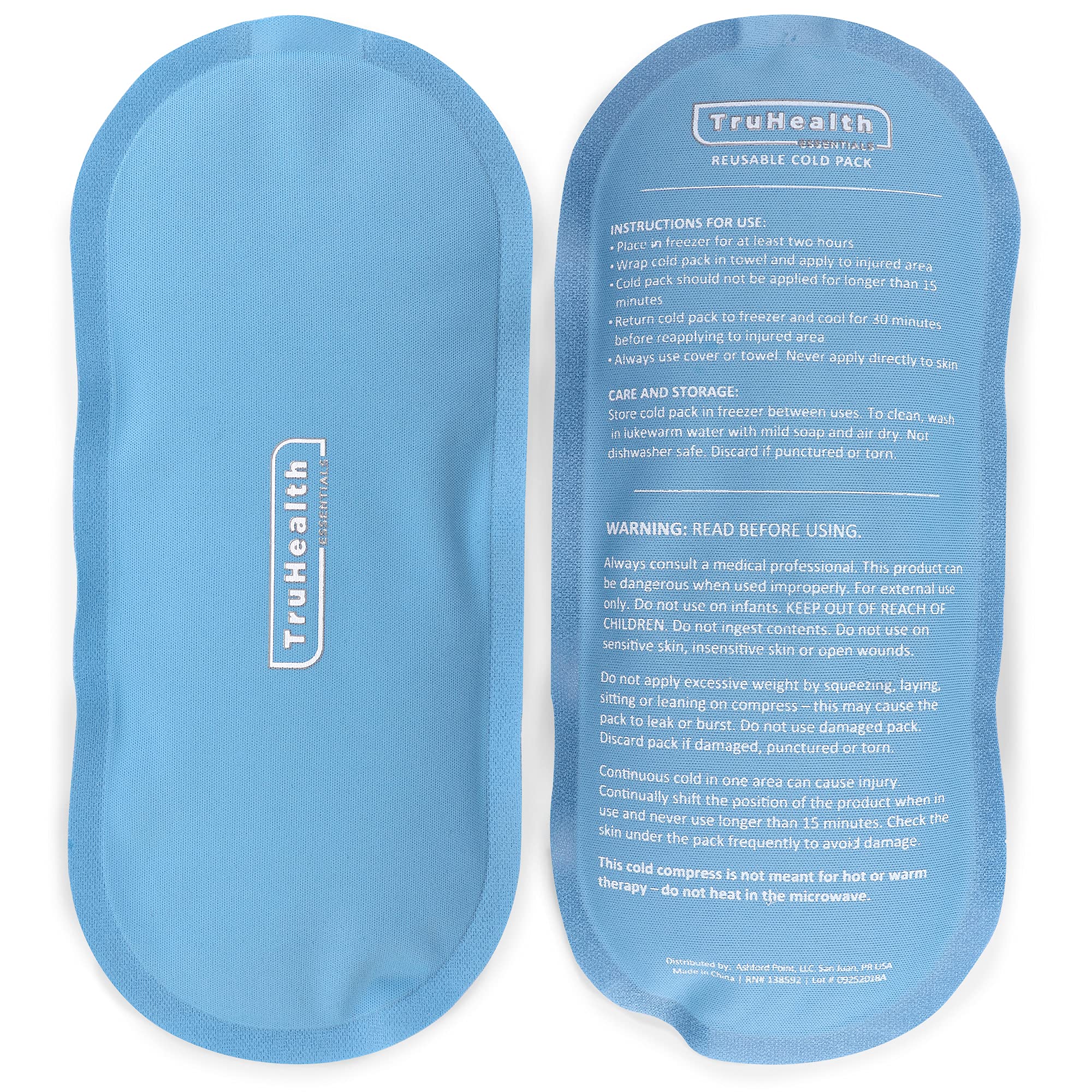 Pochette gel TruHealth bleu, design élégant et utilisation polyvalente.