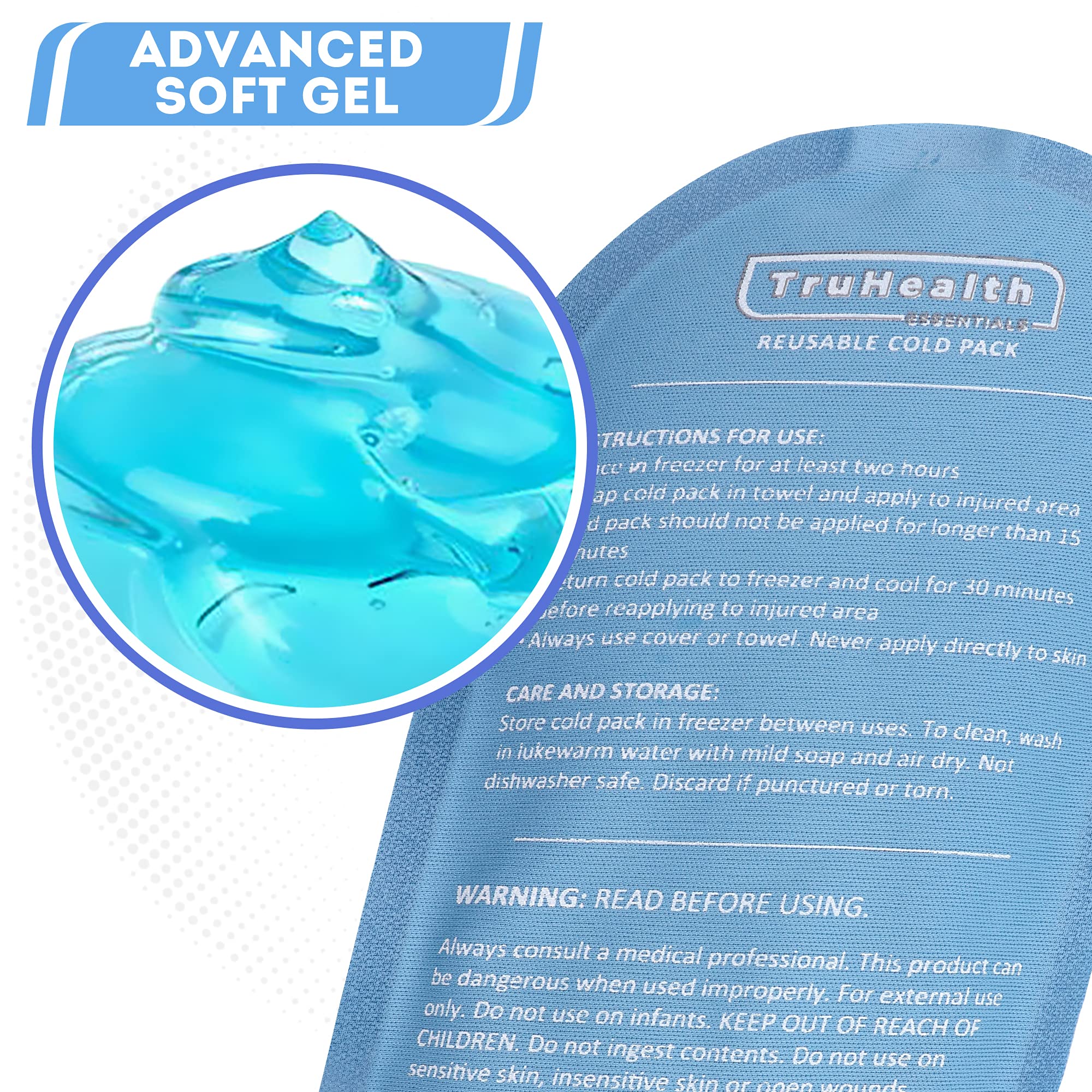 Compresse gel TruHealth refroidissement rapide, prête à l'emploi.