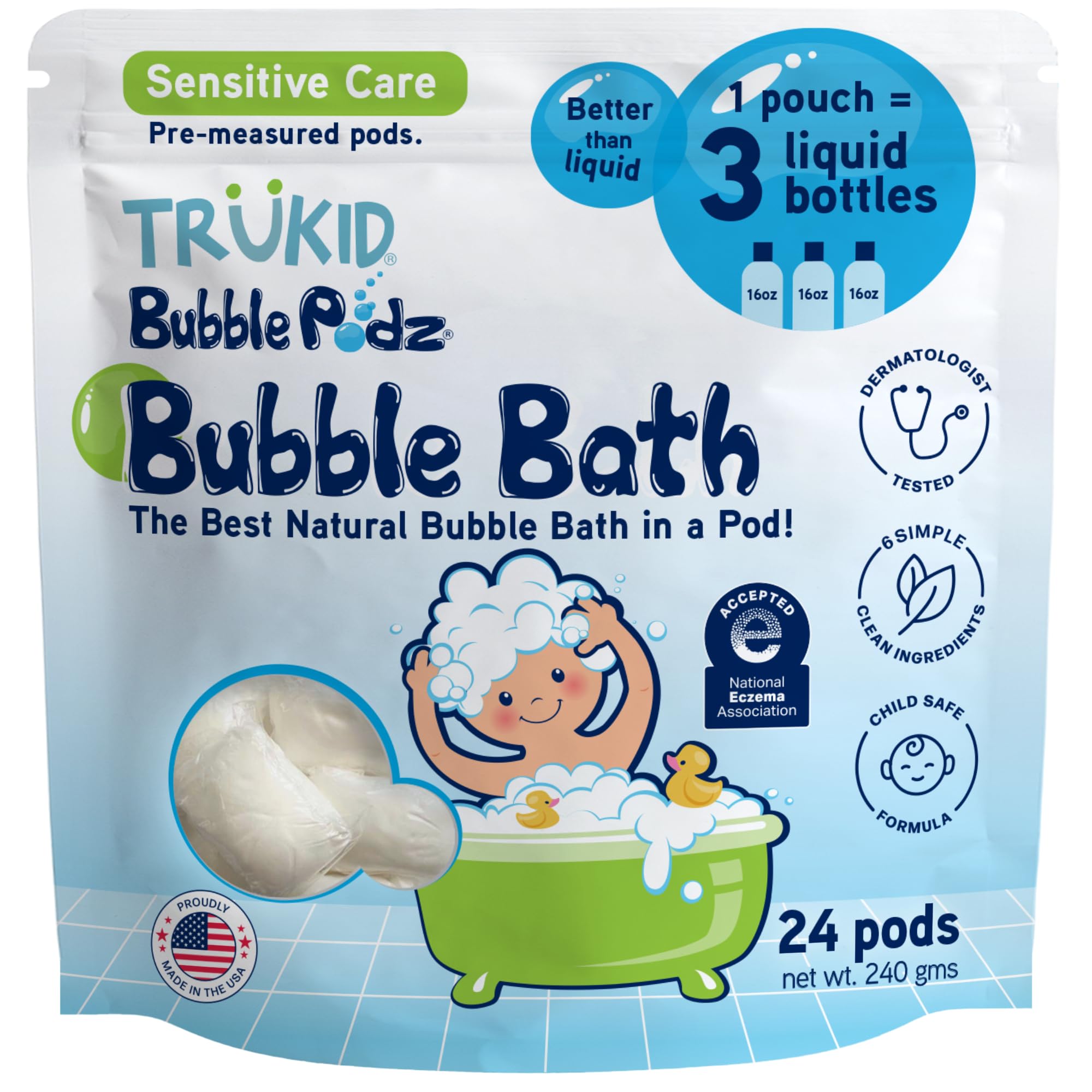 TruKid Bubble Podz: bain enfant avec mousse durable et amusante.