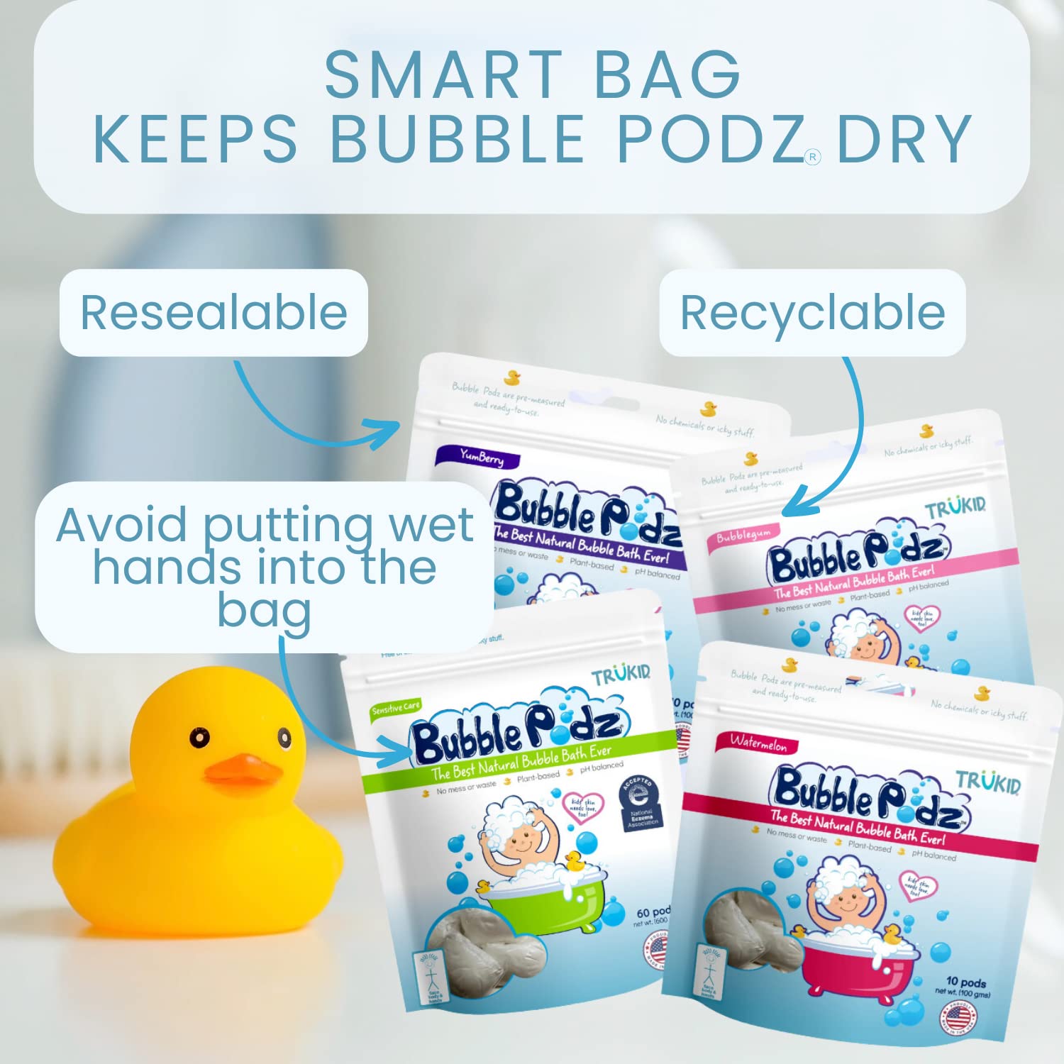 TruKid Bubble Podz: routine bain familiale, pratique et fiable.