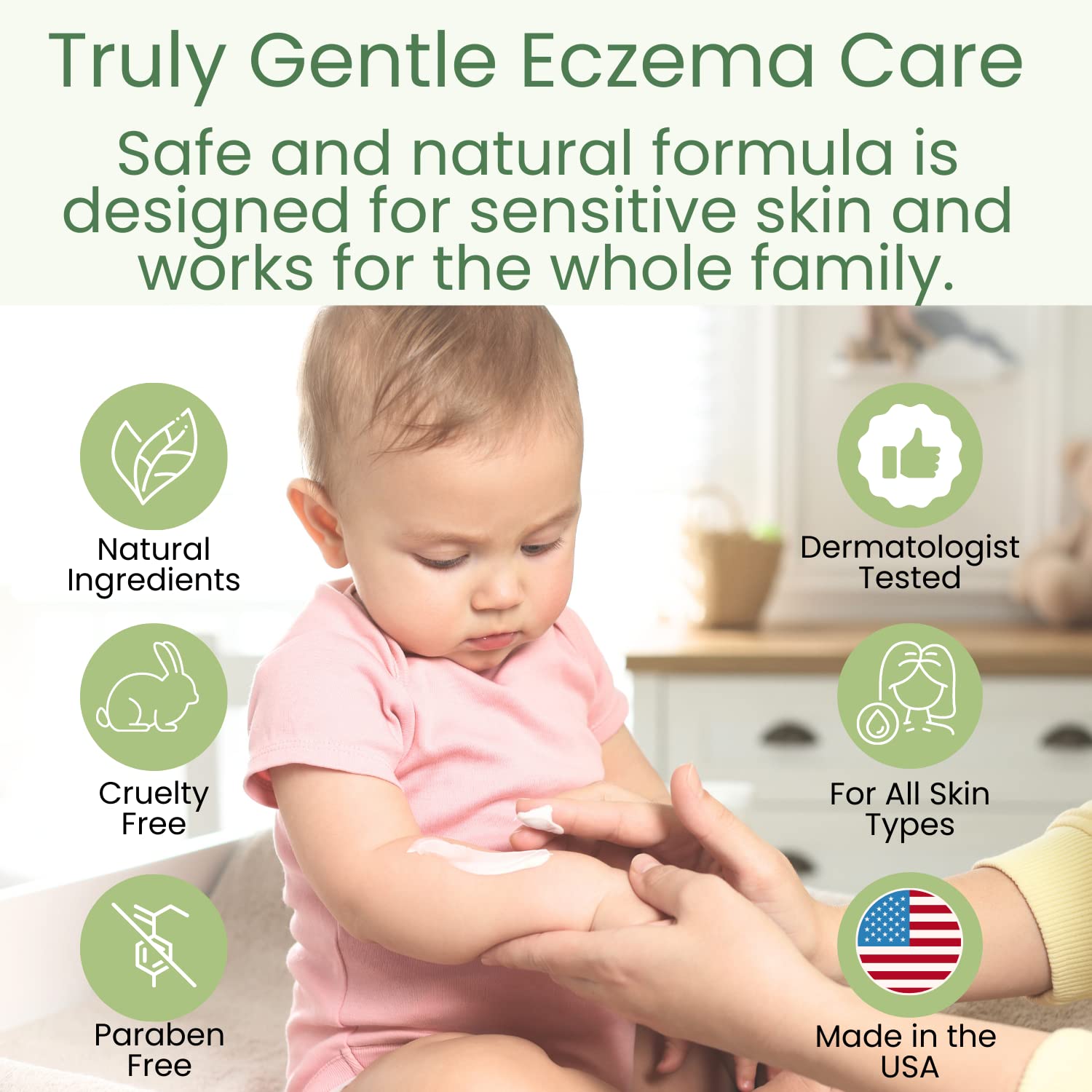 TruKid Crème Éczéma sans parfum, peaux sensibles, bébé et enfant.