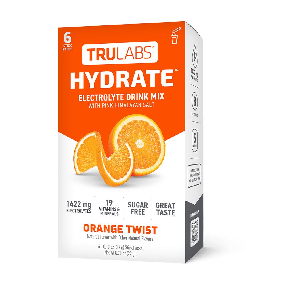 TRULABS Hydrate Orange Twist sachet prêt à l’emploi, hydratation pratique sans sucre.