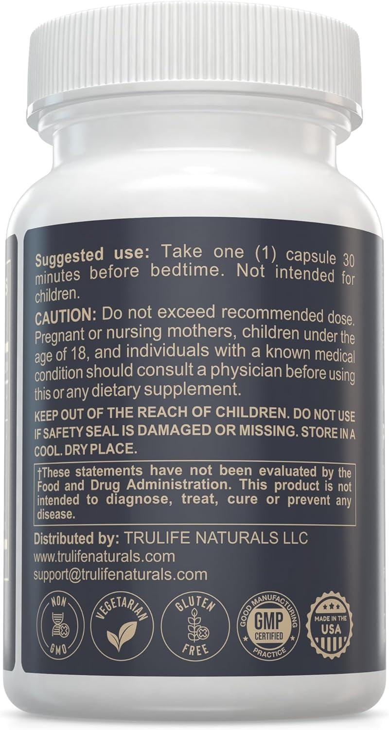 TRULIFE NATURALS Capsule – dosage nocturne en gros plan