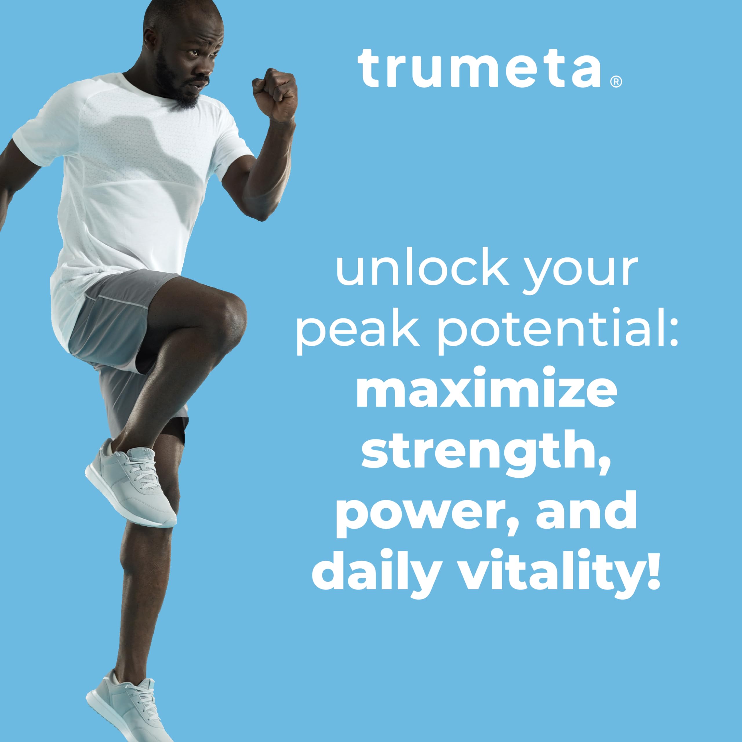 TRUMETA Créatine Monohydrate - avant-après-entraînement, améliorez l'effort et la récupération.