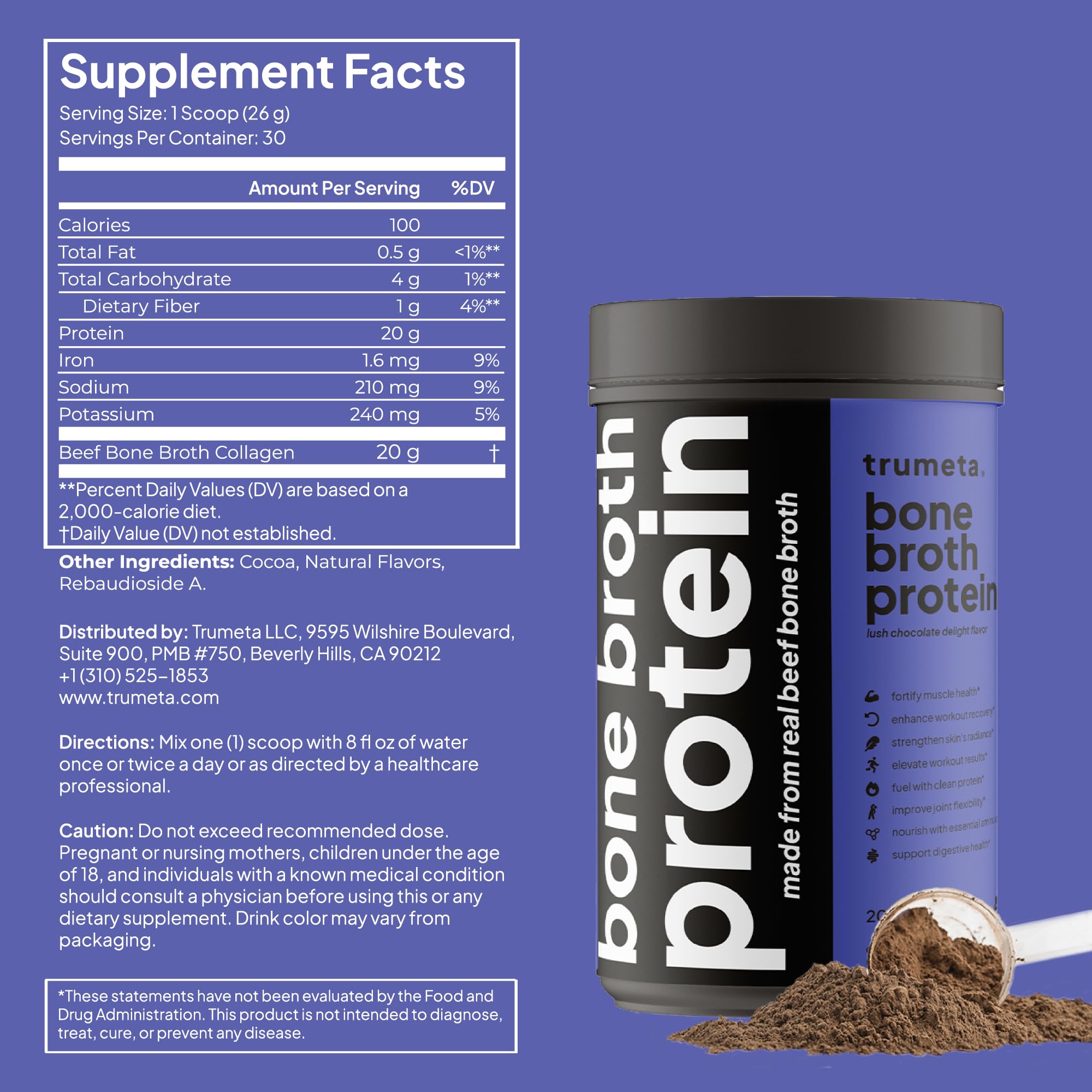 TRUMETA poudre chocolat, utilisation rapide pour mélanges gourmands