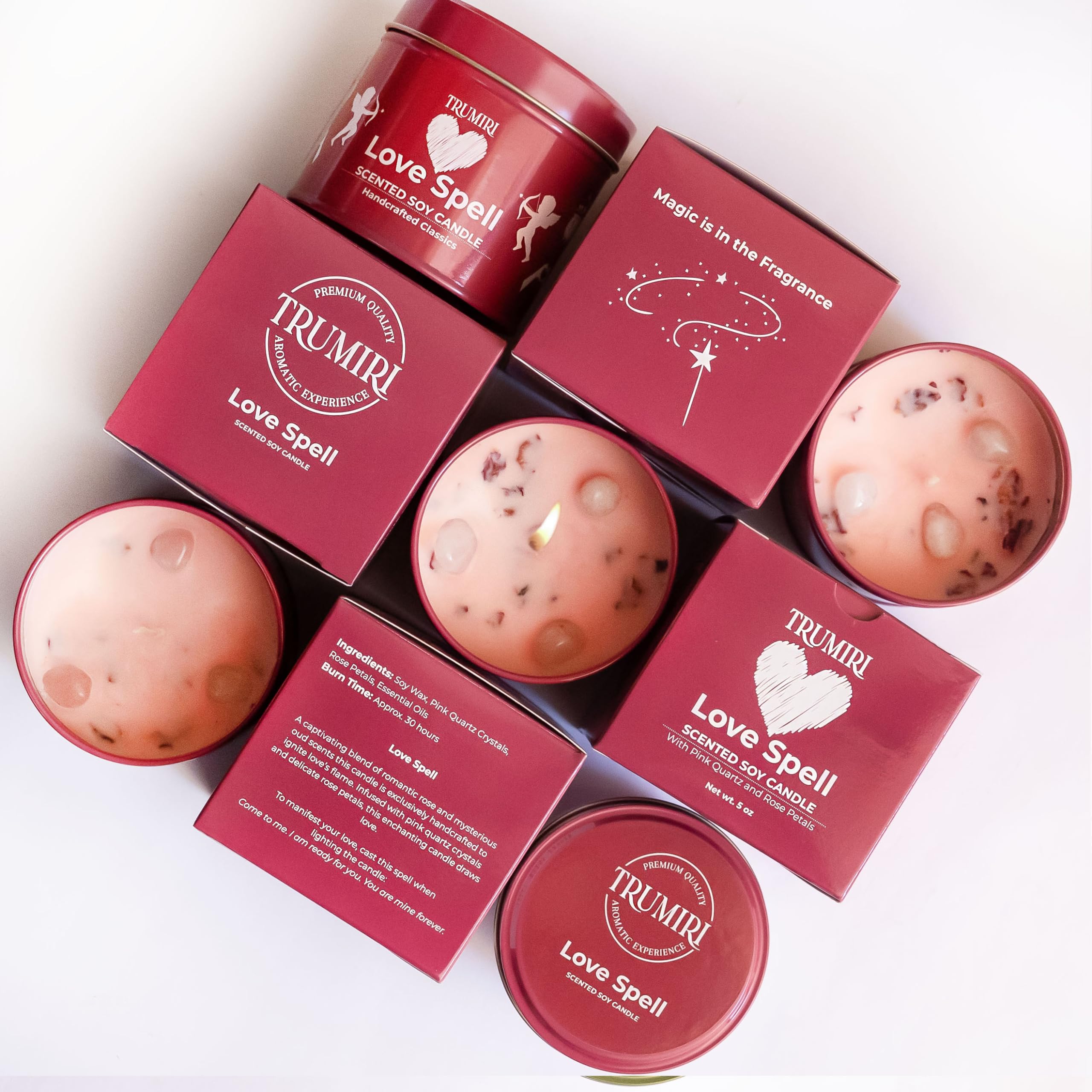 Bougie écologique TRUMIRI Love Spell, cire de soja naturelle