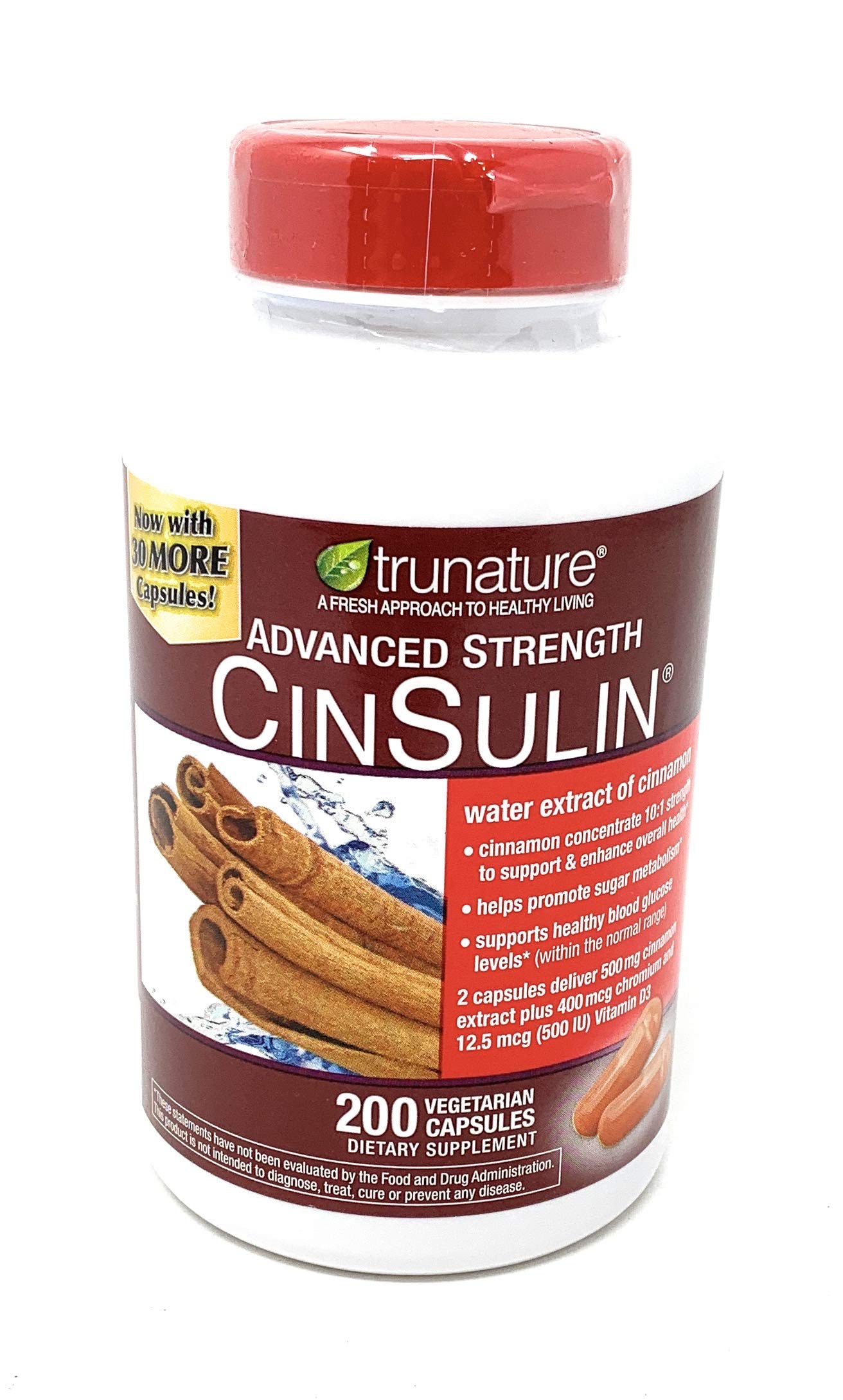 Bouteille TruNature CinSulin, prête pour une routine quotidienne.