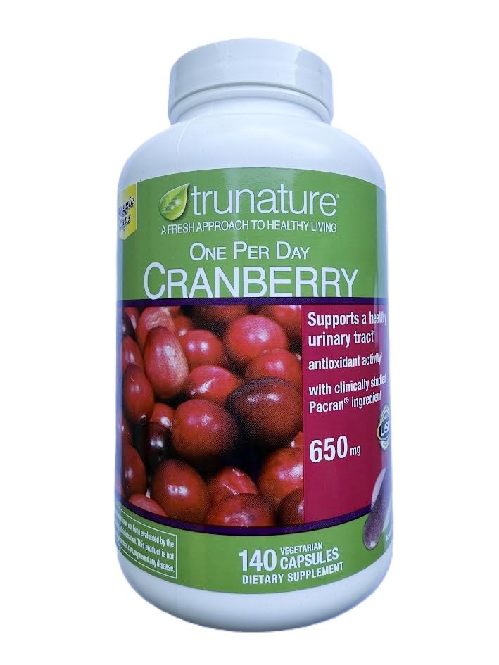 Gélules végétariennes TruNature Cranberry 650 mg, prise quotidienne pratique.