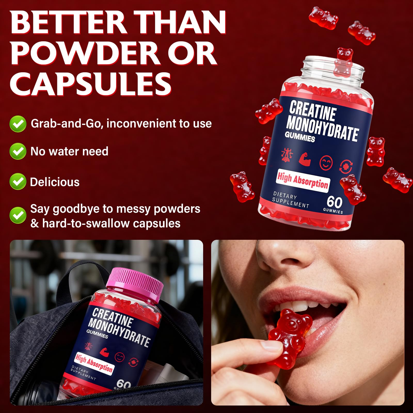 Trupretty Créatine Monohydrate Gummies : mode d’emploi pré-entraînement simple.