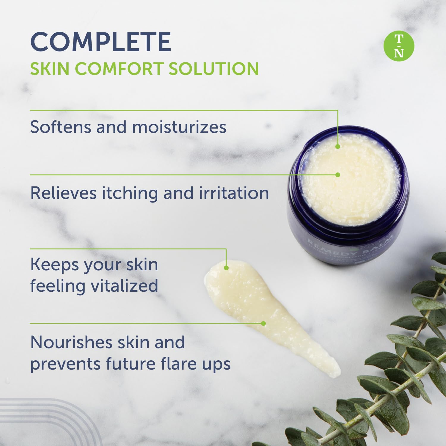 Hydratation du corps avec Remedy Balm polyvalent pour peau sensible.