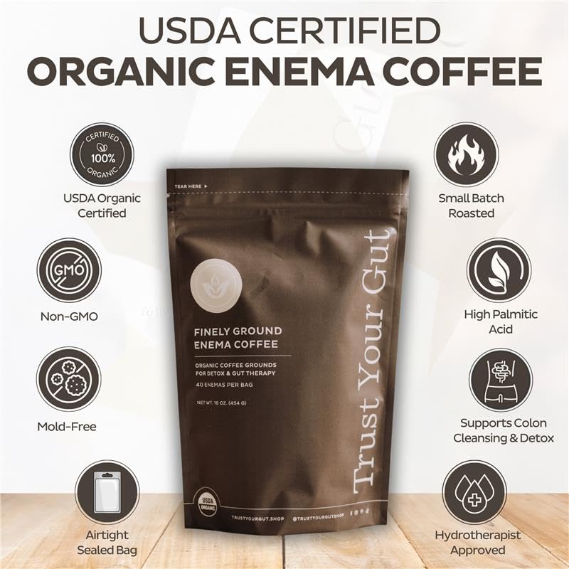 Café lavement bio moulu, texture fine pour une préparation efficace.