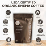 Café lavement bio moulu, texture fine pour une préparation efficace.