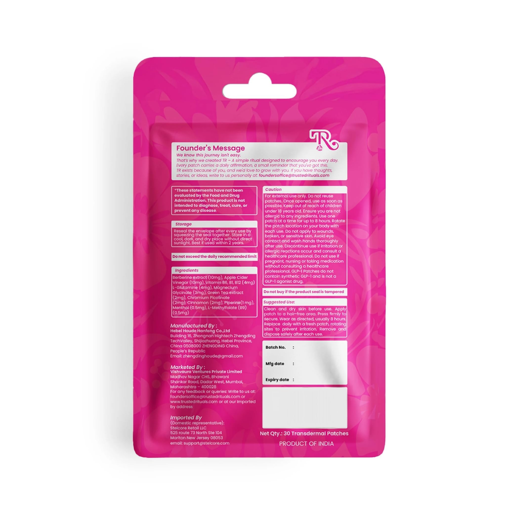 Pack de 60 patchs TRUSTED RITUALS pour une routine mensuelle pratique.