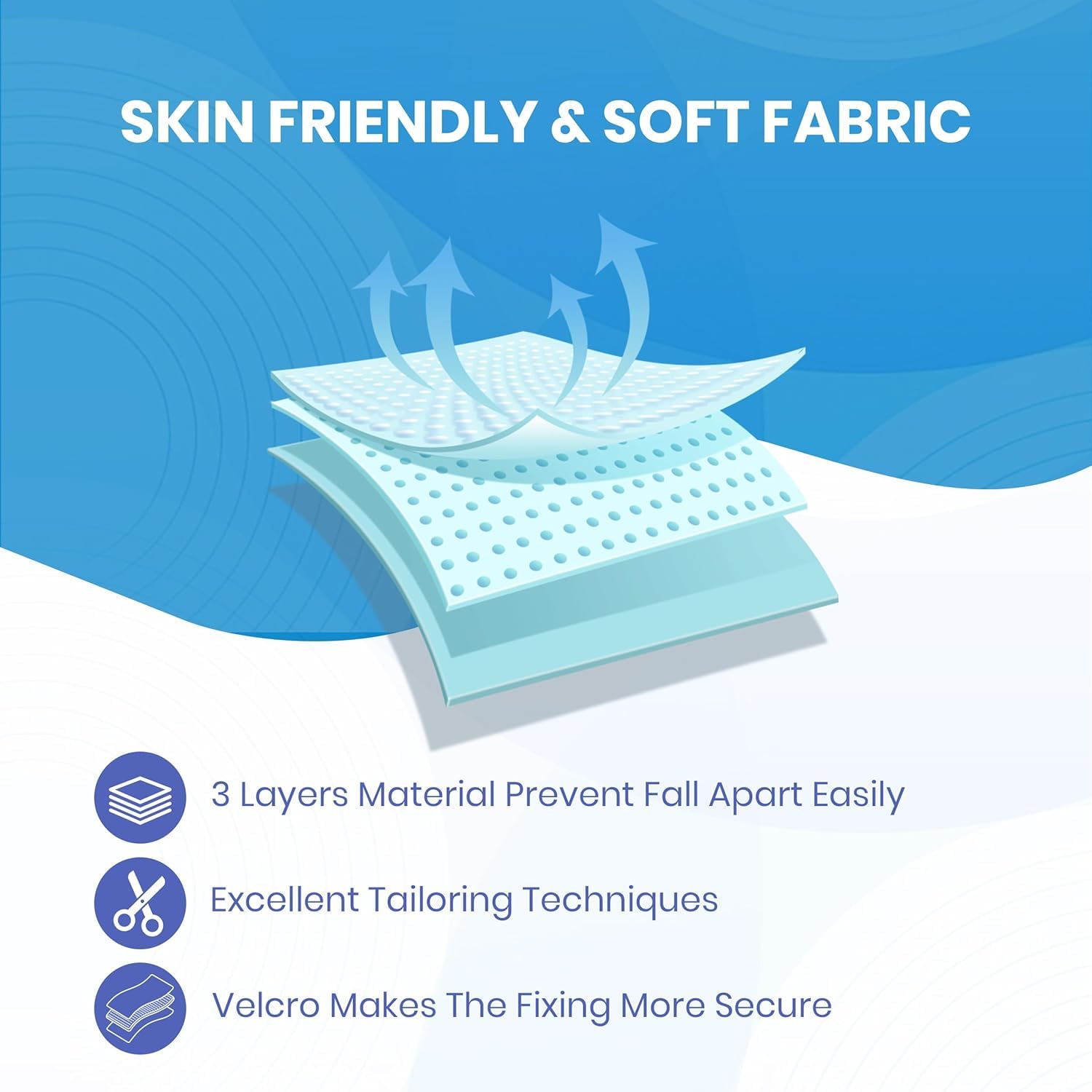 TrustKare tissu élastique doux – confort longue durée.
