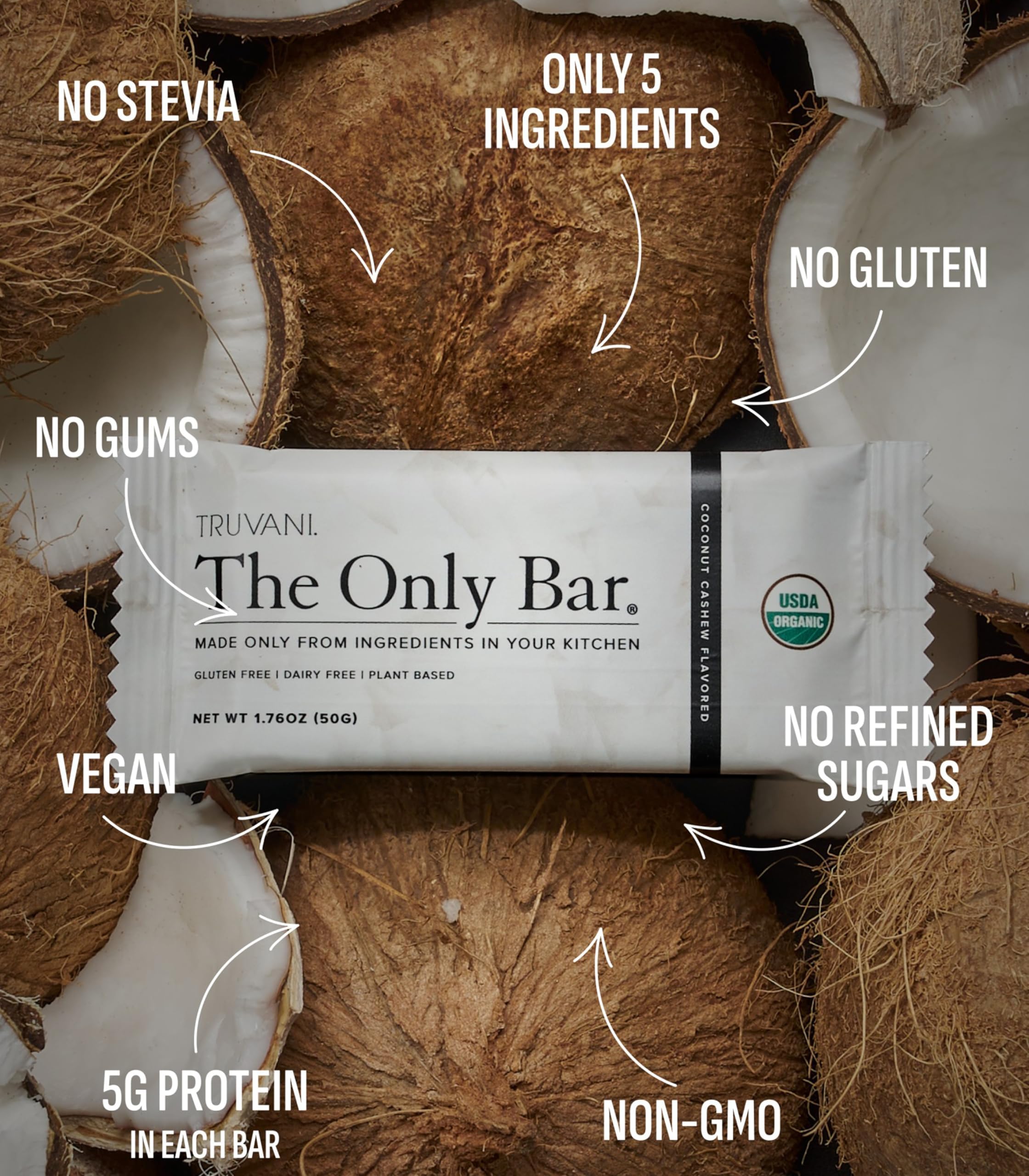 Snack bio et végan Truvani sans lactose ni gluten pour tous.