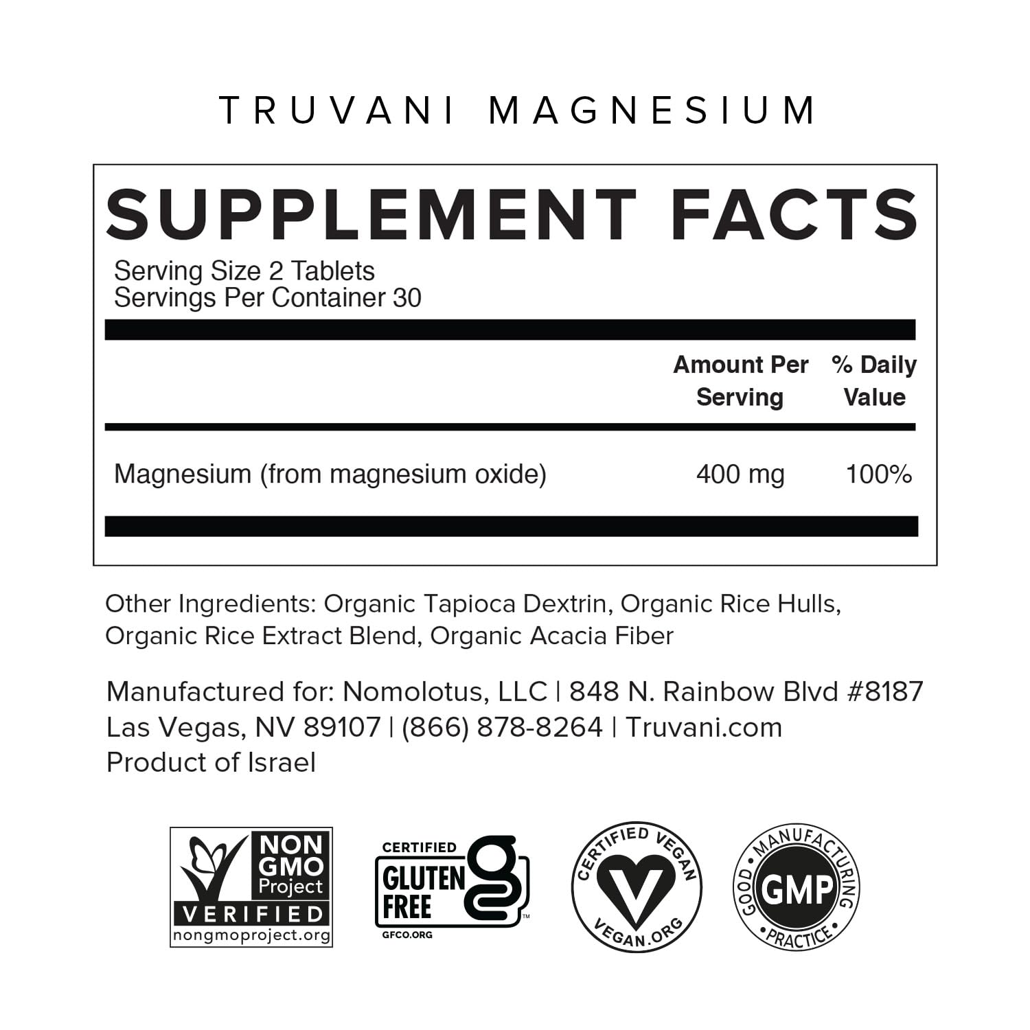 Truvani Magnésium 400 mg – flacon ouvert: pratique pour votre rituel du soir.