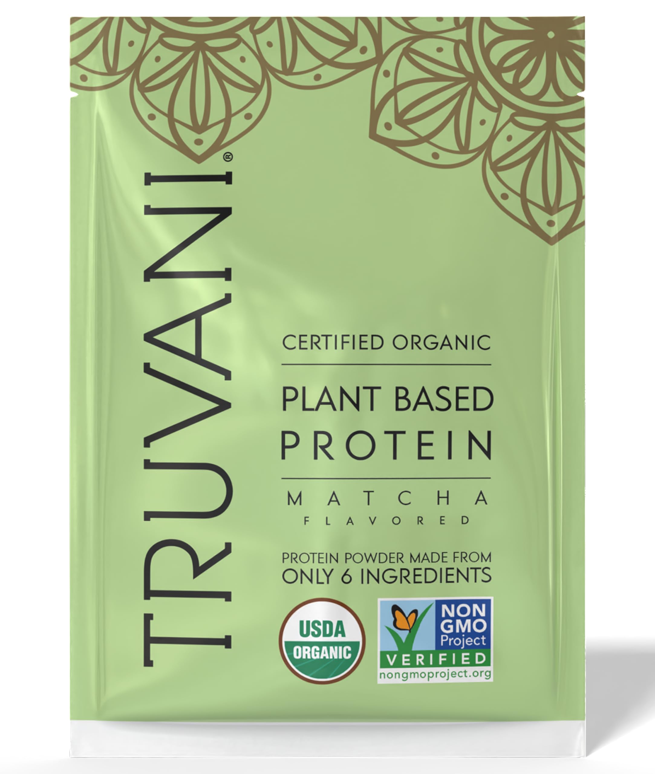 Poudre Truvani protéine pois et matcha, apport végétal pour l'entraînement.