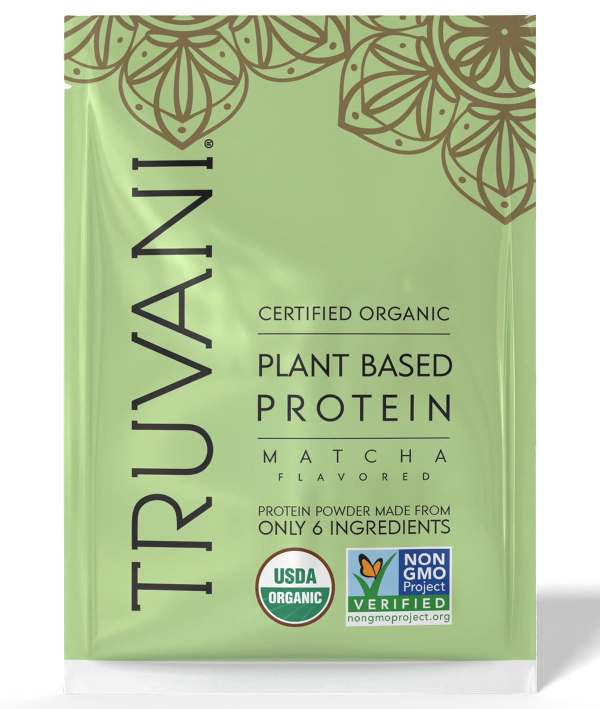 Poudre Truvani protéine pois et matcha, apport végétal pour l'entraînement.