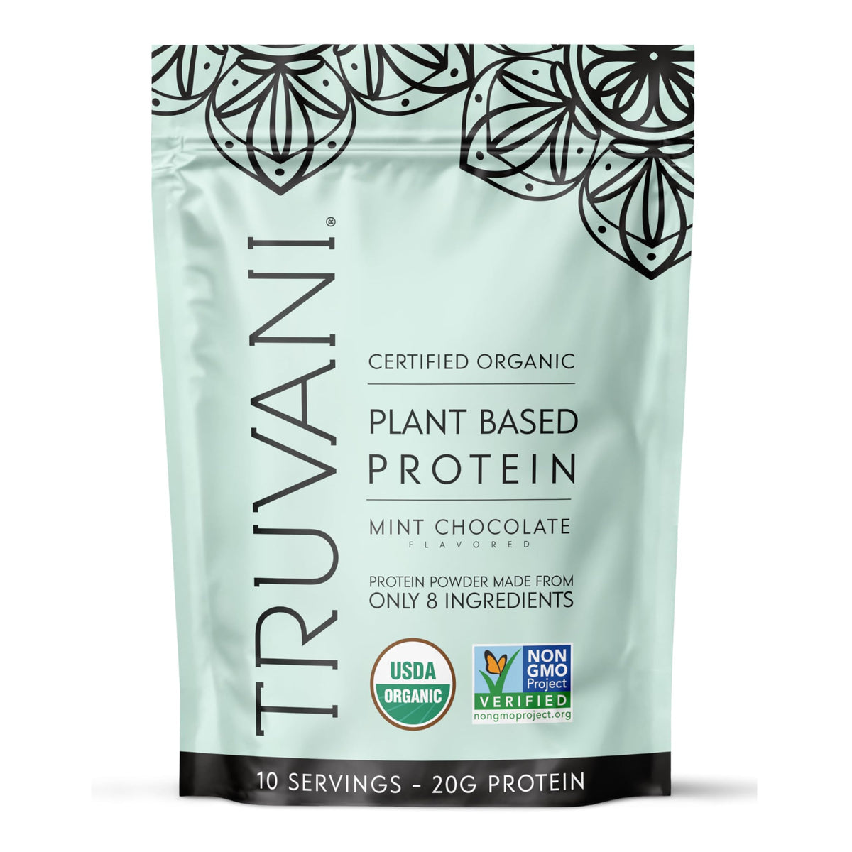 Poudre protéinée Truvani Menthe-Chocolat prête à mélanger après entraînement