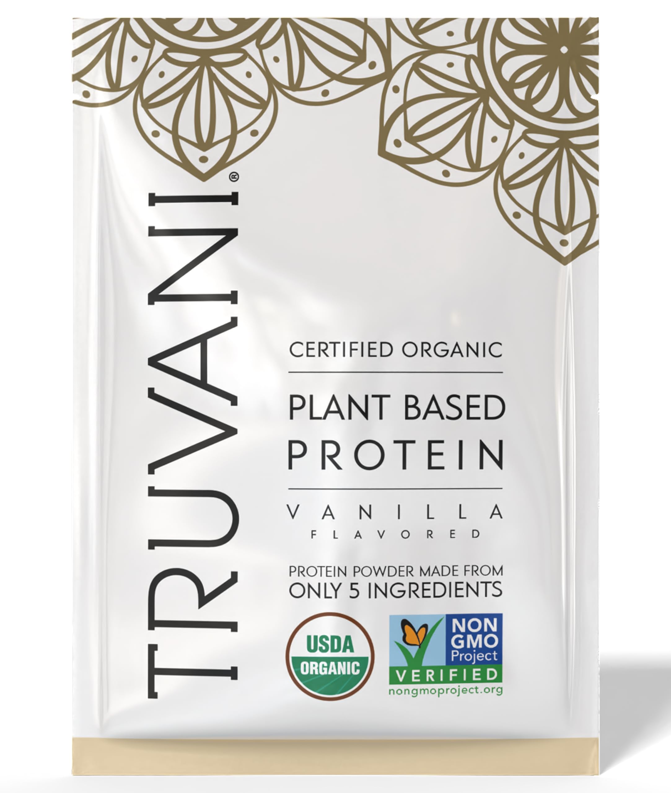 Poudre Truvani protéine pois vanille, source végétale idéale pour un apport protéique quotidien.