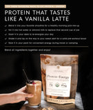 Truvani Protein + Energy vanille-latte ingrédients propres — sans gluten, sans lactose.
