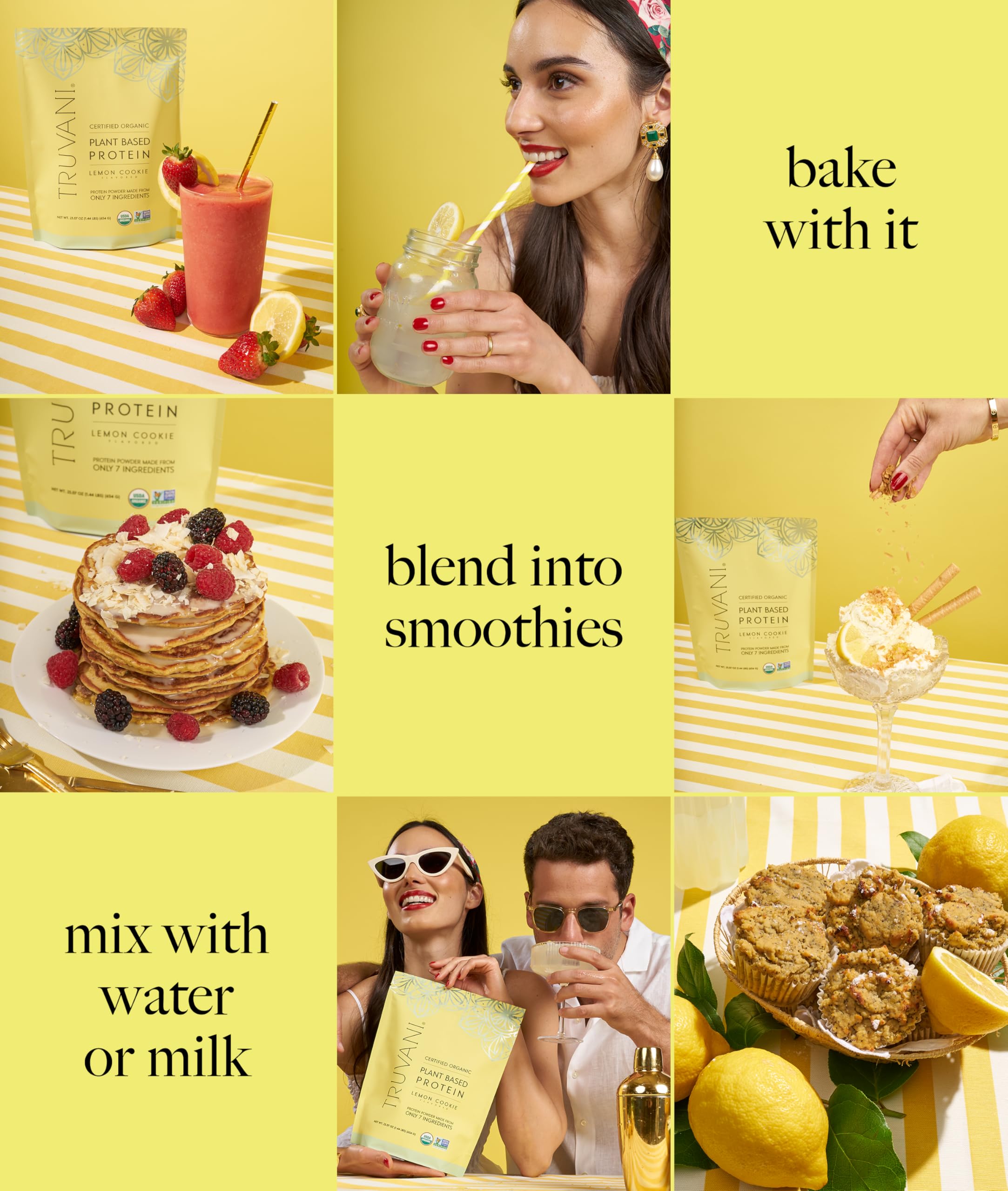 Ingrédients Truvani pois citron-cookie, protéine végétale biologique et traçabilité.