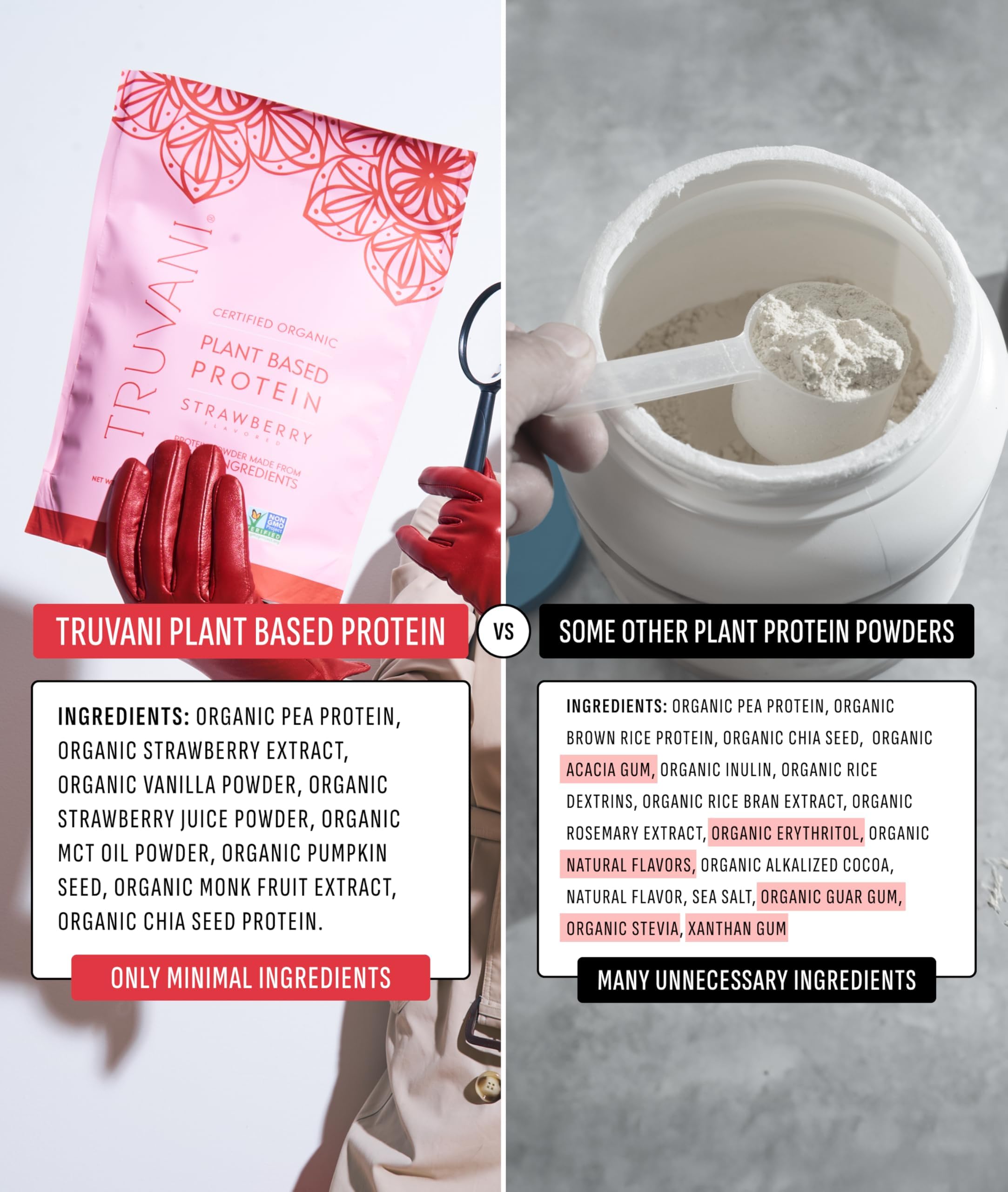Truvani protéine de pois fraise – mug matin pour un smoothie rapide.