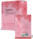 Truvani protéine de pois fraise – poudre légère idéale pour démarrer la journée.