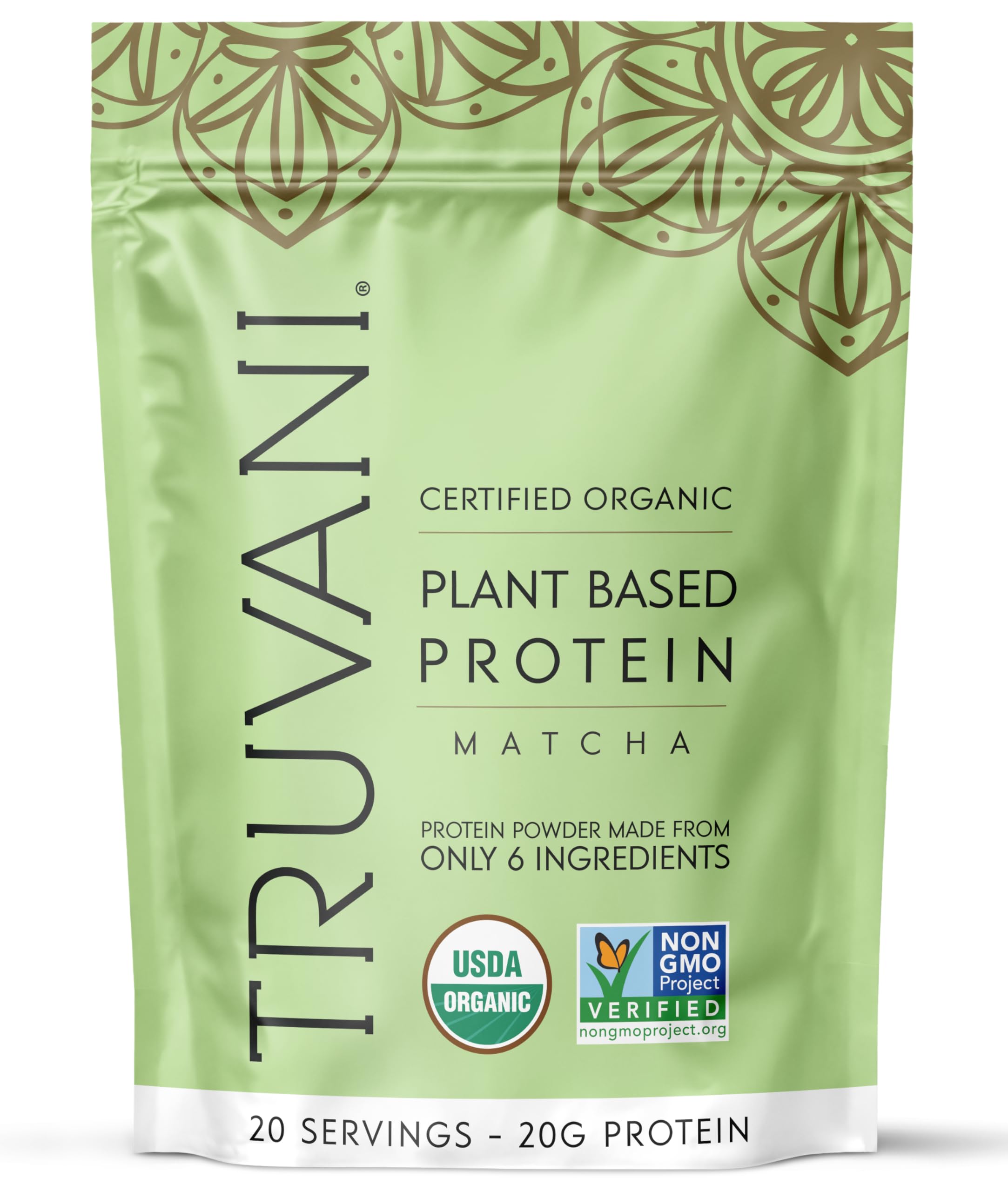 Protéine Truvani au matcha dans une bouteille, protéine végétale.