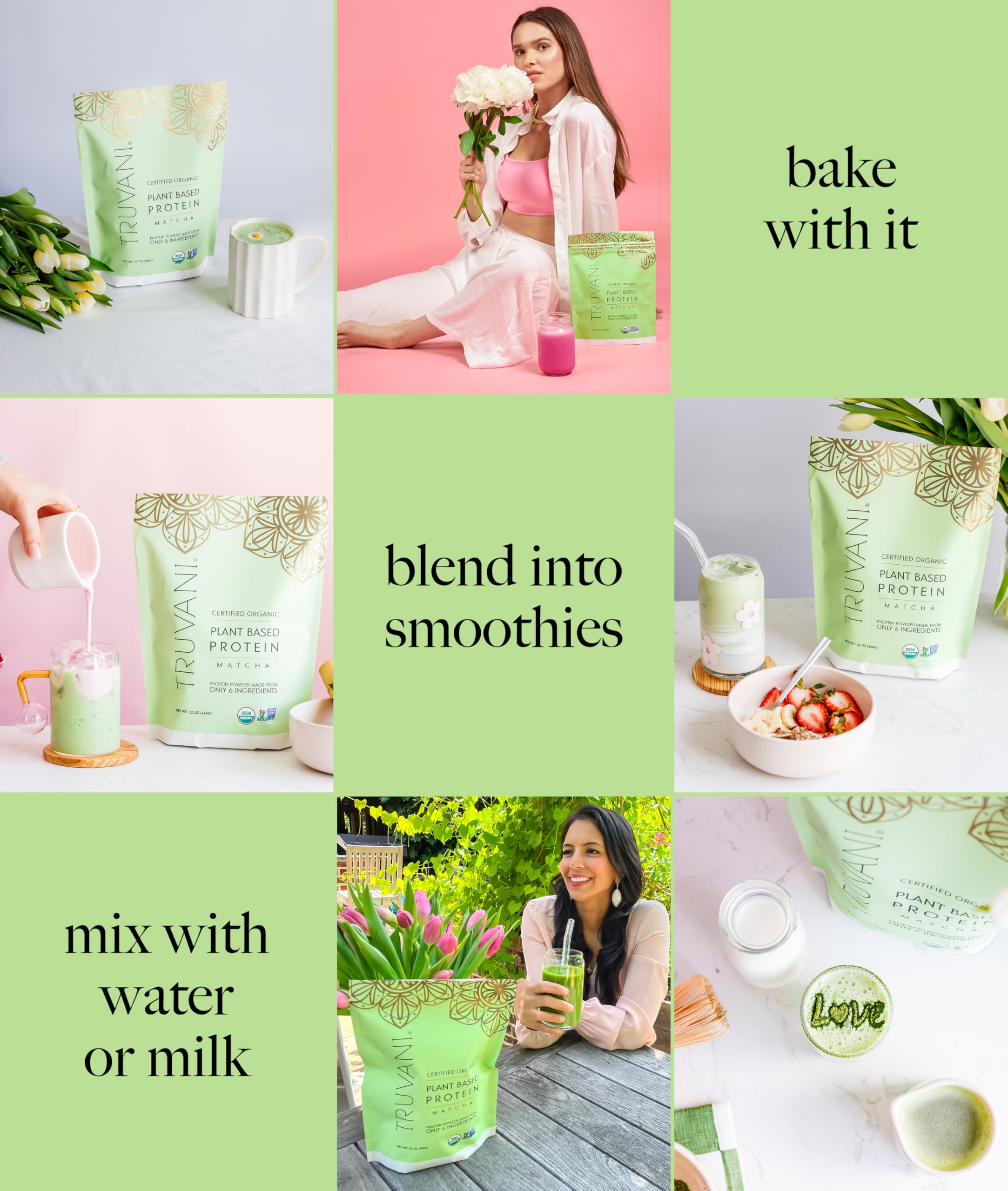 Emballage Truvani Protéine de Pois Matcha.
