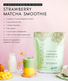Poudre fine de protéine Truvani au matcha.
