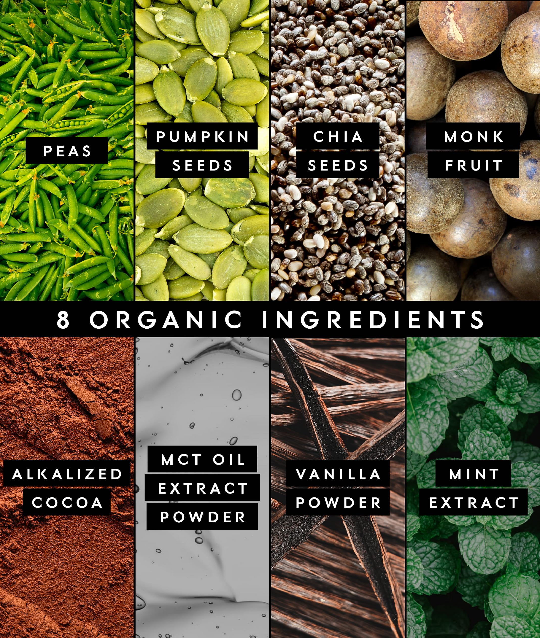 Ingrédients Truvani protéine pois menthe chocolat sources végétales premium