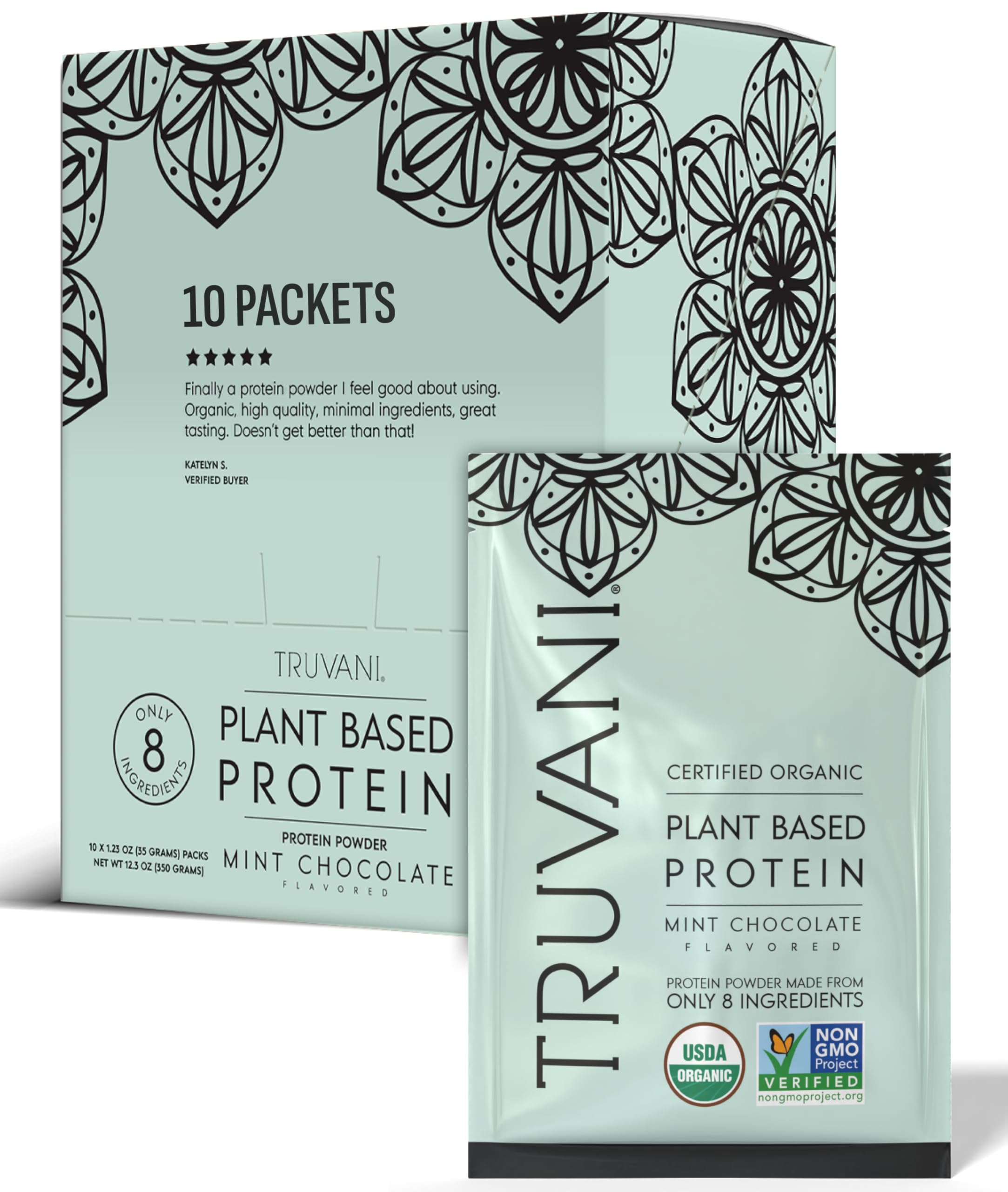 Truvani protéine pois mint-chocolat: sachet-portion-unique pour shake pratique en déplacement