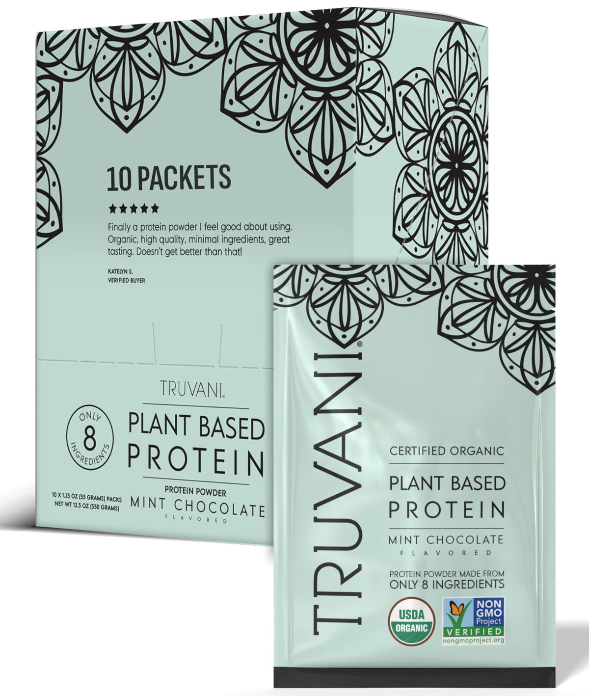 Truvani protéine pois mint-chocolat: sachet-portion-unique pour shake pratique en déplacement
