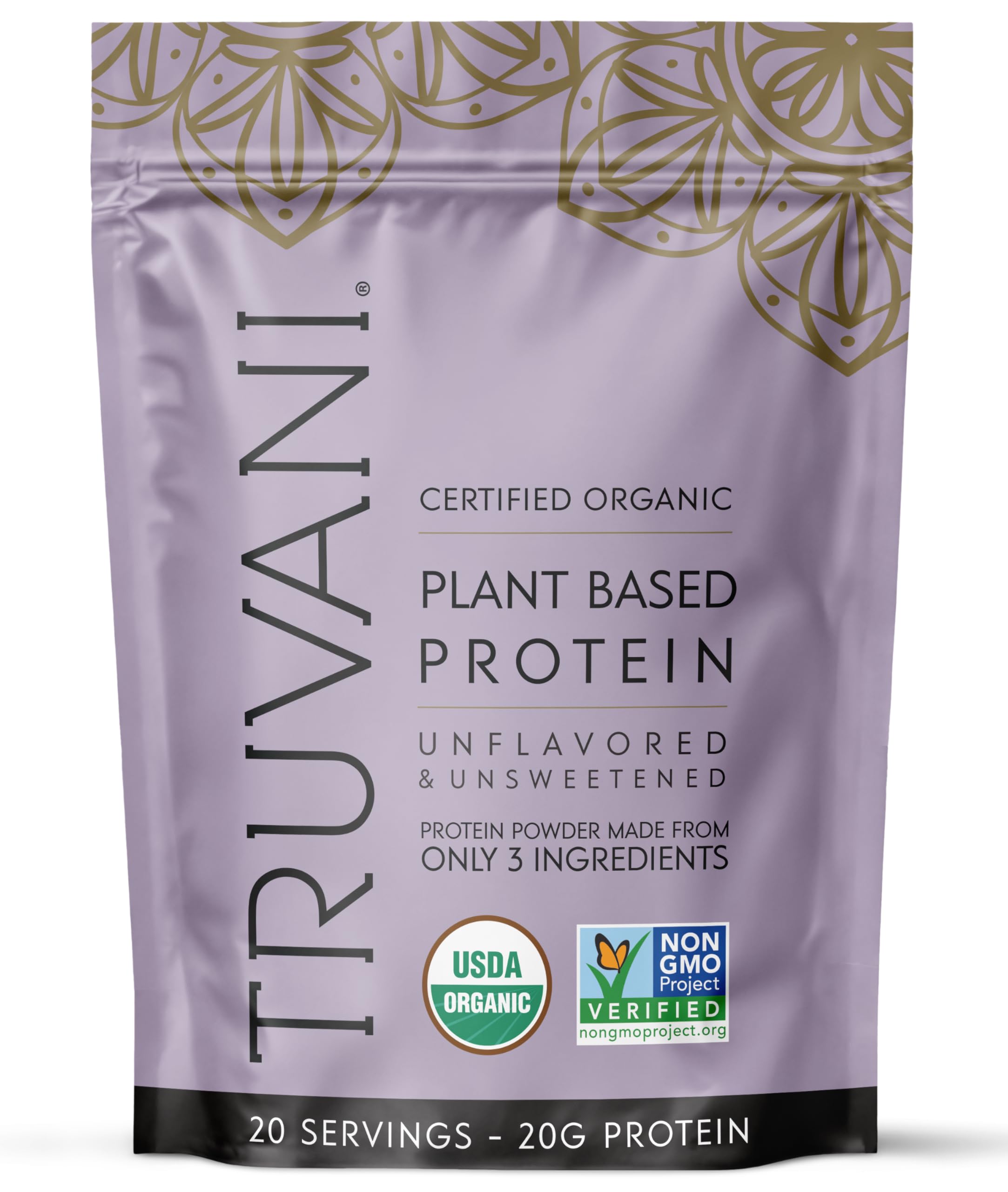 Truvani protéine pois nature: pot transparent, poudre pure sans additifs pour shake quotidien.