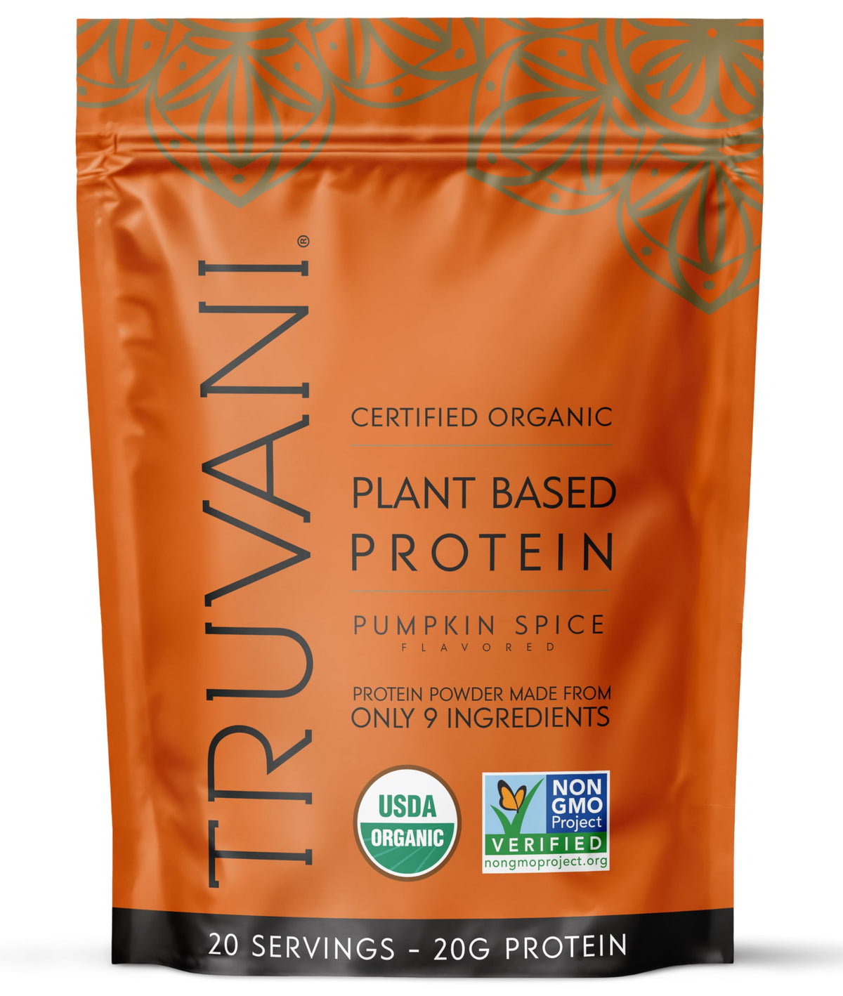 Truvani Poudre Protéine Végétale Potiron Épice Flacon – shake protéiné riche et naturel.