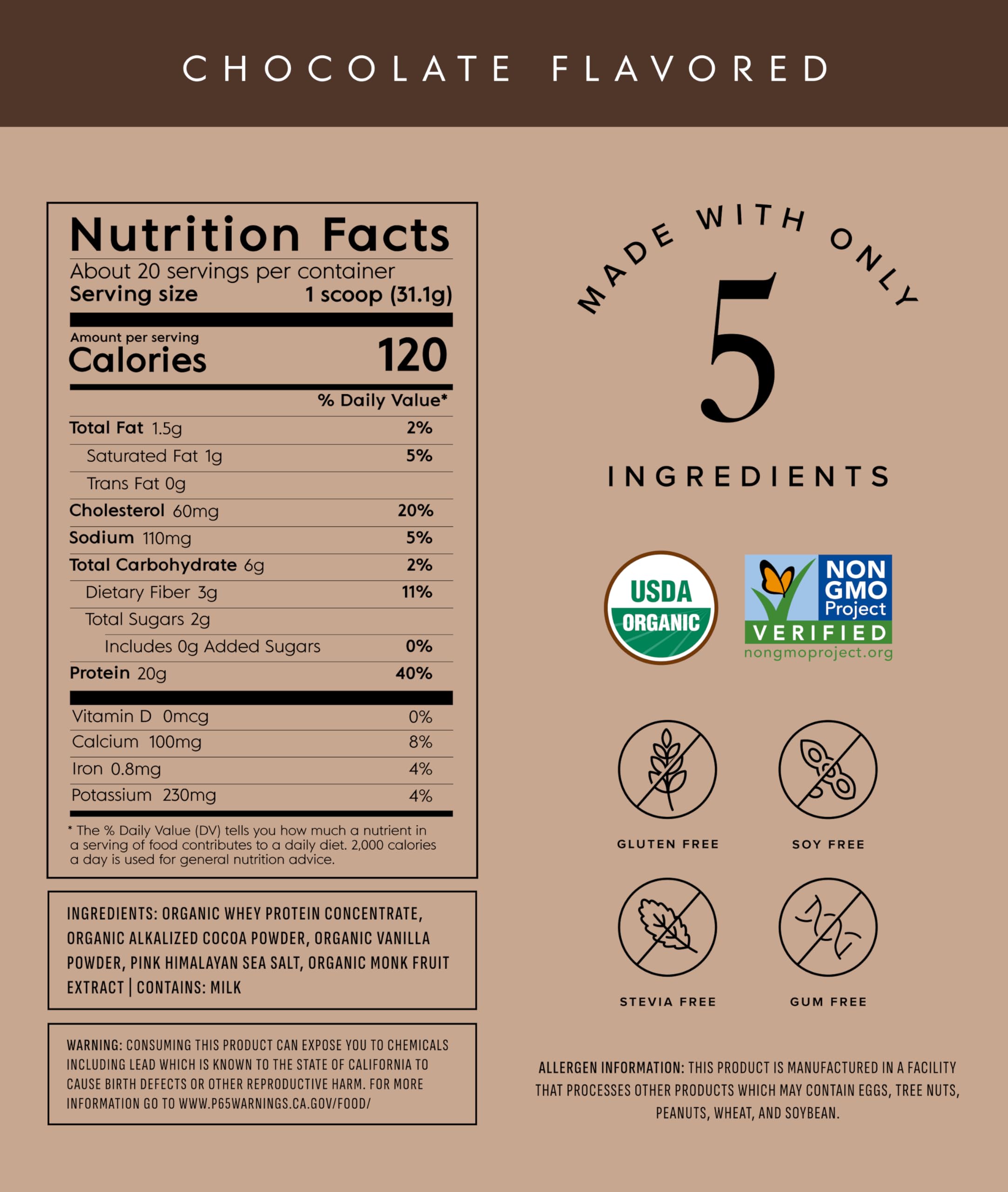 Truvani Whey Organic Chocolat – dose mesurée prête à mélanger.