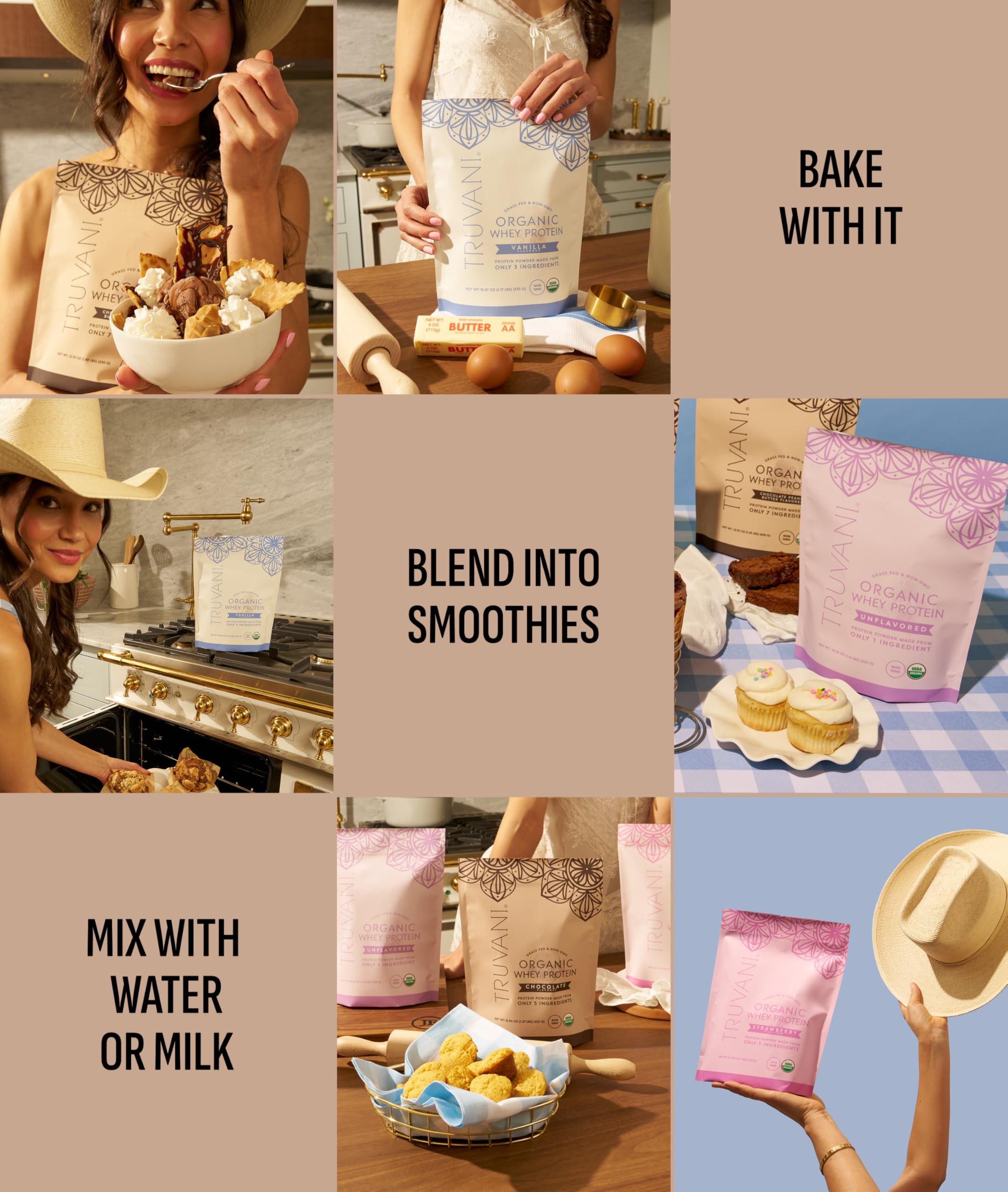 Ingrédients biologiques visibles dans Truvani Whey Organic Chocolat.