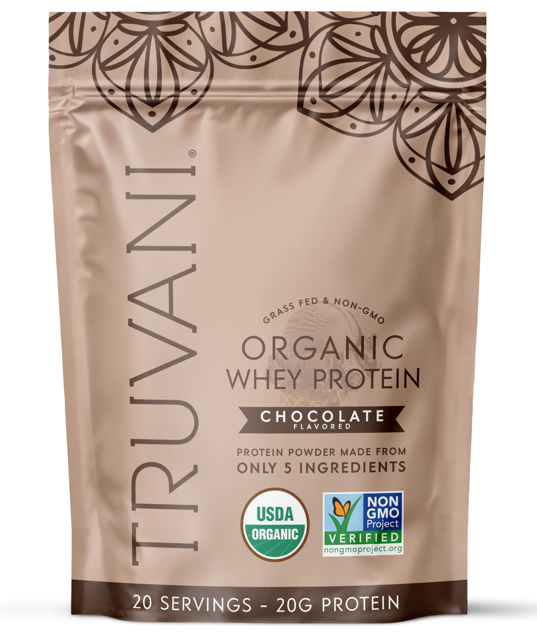 Truvani Whey Organic Chocolat – poudre protéinée pour récupération musculaire.
