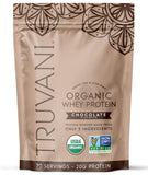 Truvani Whey Organic Chocolat – poudre protéinée pour récupération musculaire.