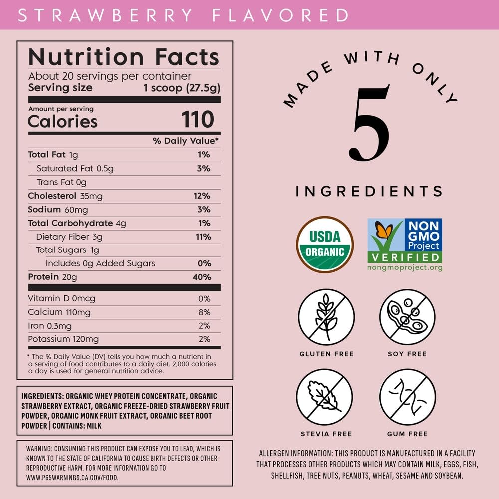 Doseur Truvani whey protéine fraise, dosage précis pour chaque portion.
