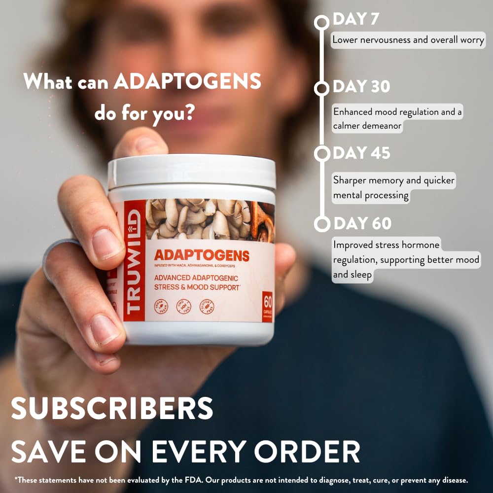 TruWild Adaptogène – mélange d'ingrédients champignons pour un éventuel coup de pouce bien-être.