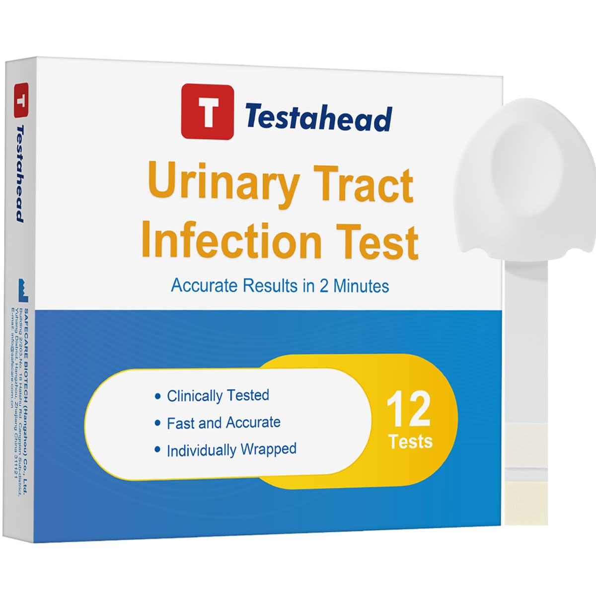 Bande test UTI T TESTAHEAD prête à l’emploi pour usage domestique.