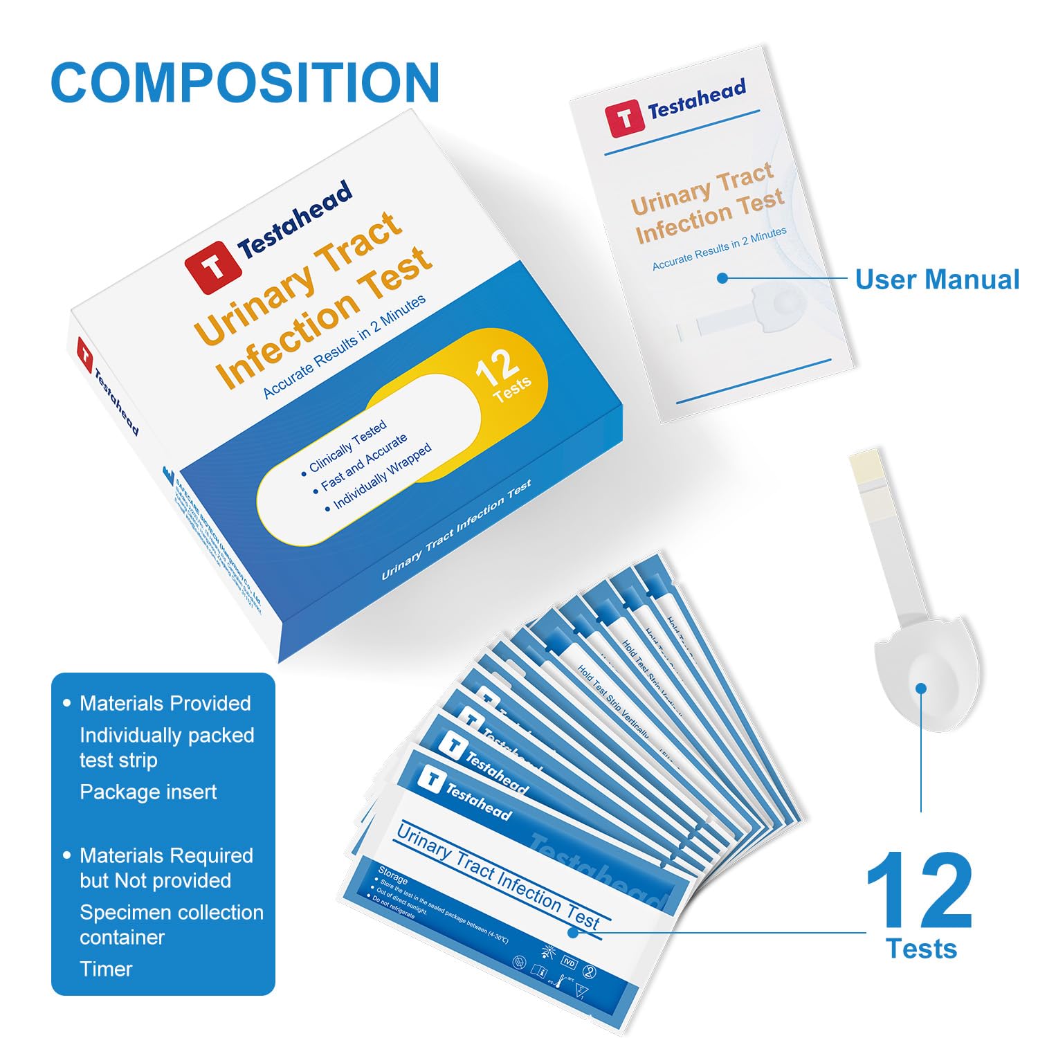 Résultats UTI en 2 minutes avec T TESTAHEAD, pratique et rapide.