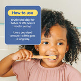 Tubby Todd dentifrice sans fluor, nettoyage doux des petites dents.