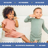 Tubby Todd dentifrice sans fluor, xylitol et calcium pour jeunes dents.